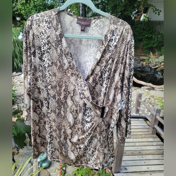 Dana Buchman Brown Snake Print Blouse - Picture 1 of 11